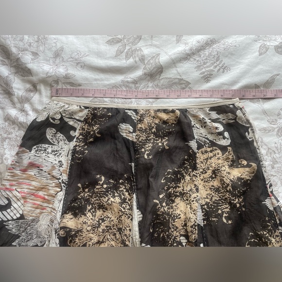 Vintage Brown Pink Patchwork Silk Cotton Skirt 12 Fairycore Goblincore Y2K Boho - Picture 8 of 12